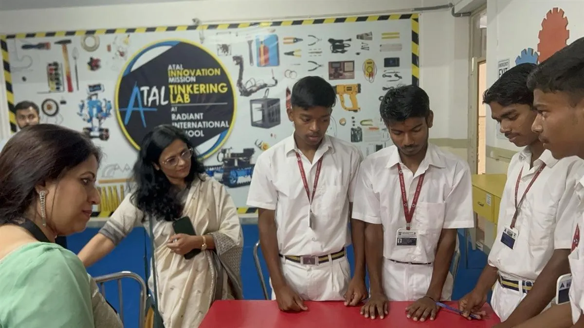 School students learning coding and AI with D'RoboZone